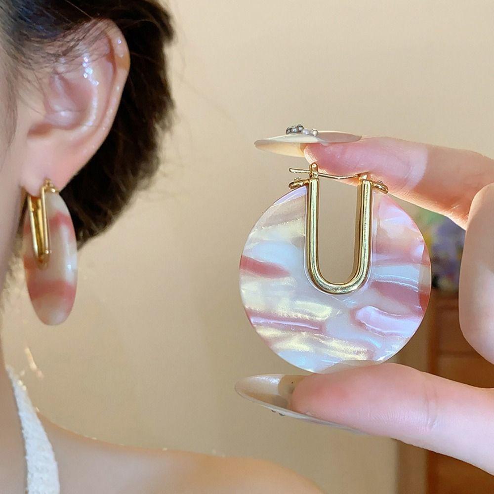 Acetic Acid Acetate Hoop Earrings Trendy Geometric Earrings Leopard Print Earrings  Women