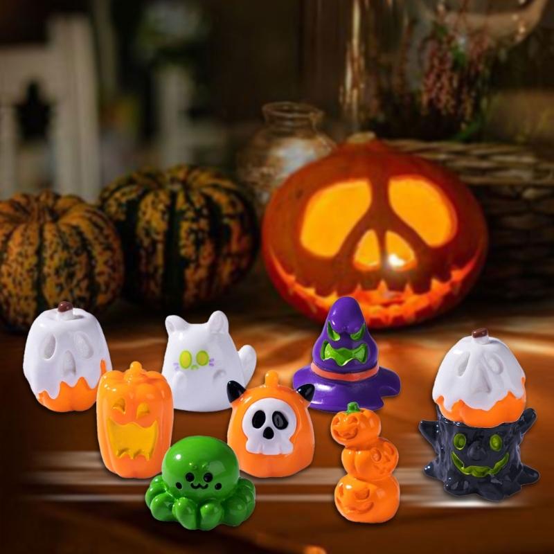 Halloween Miniature Figurines,Halloween Mini Resin Figures Ornament for Halloween Bag Fillers Garden Dollhouses Decors