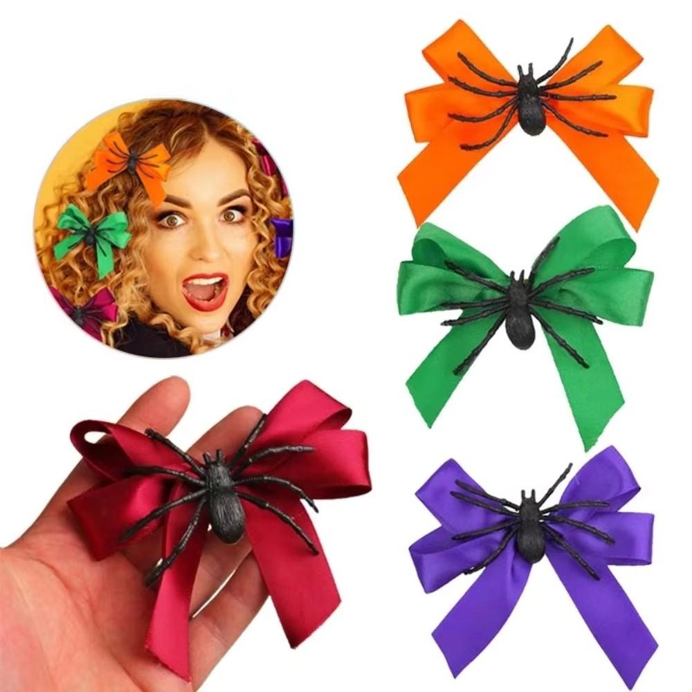 Spider Theme Spider Hair Clip Funny Halloween Head Wear Bowknot Hairpin Costume Party