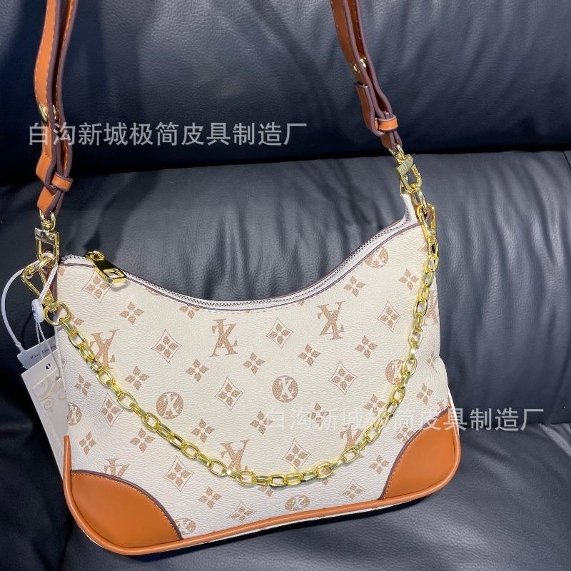 Medieval croissant bag, pea bag, old flower retro printing color matching chain, shoulder underarm bag, classic versatile new model