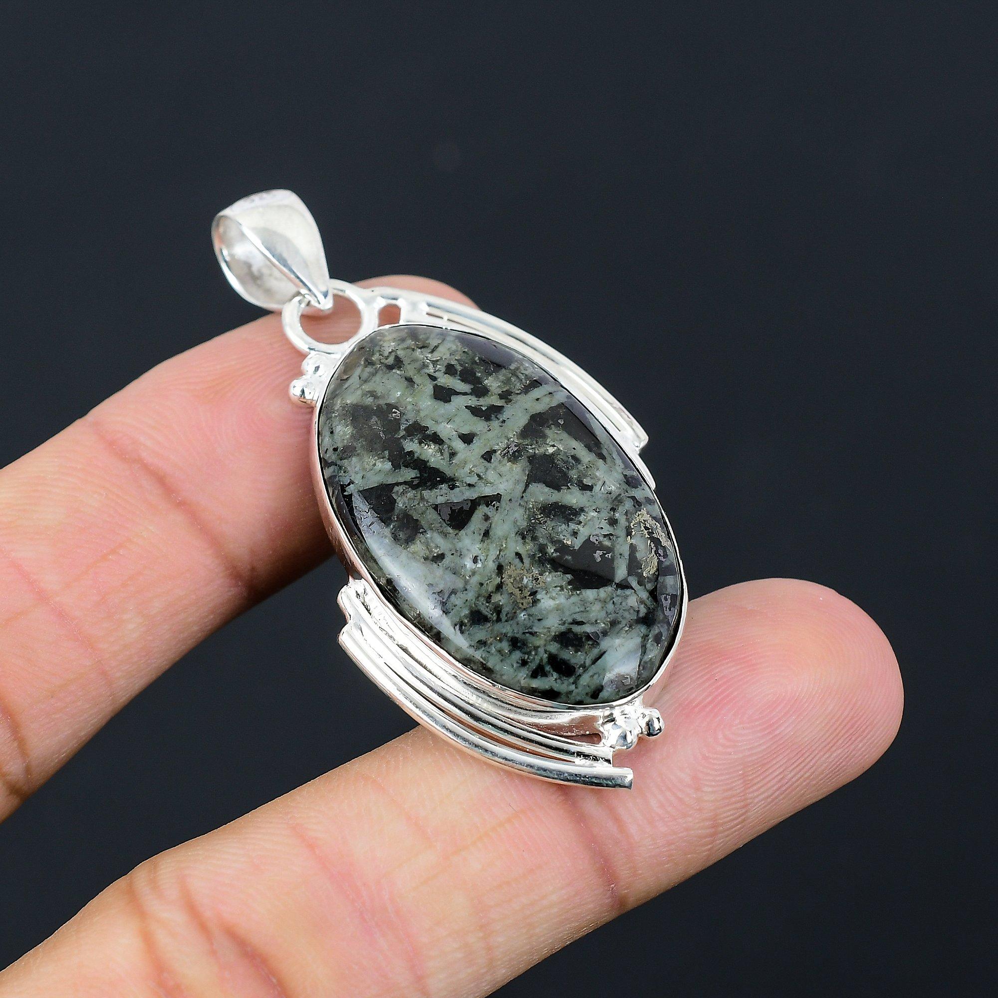 Mothers day Deal Natural Star Galaxy Jasper Engagement Unique Pendant 925 Silver