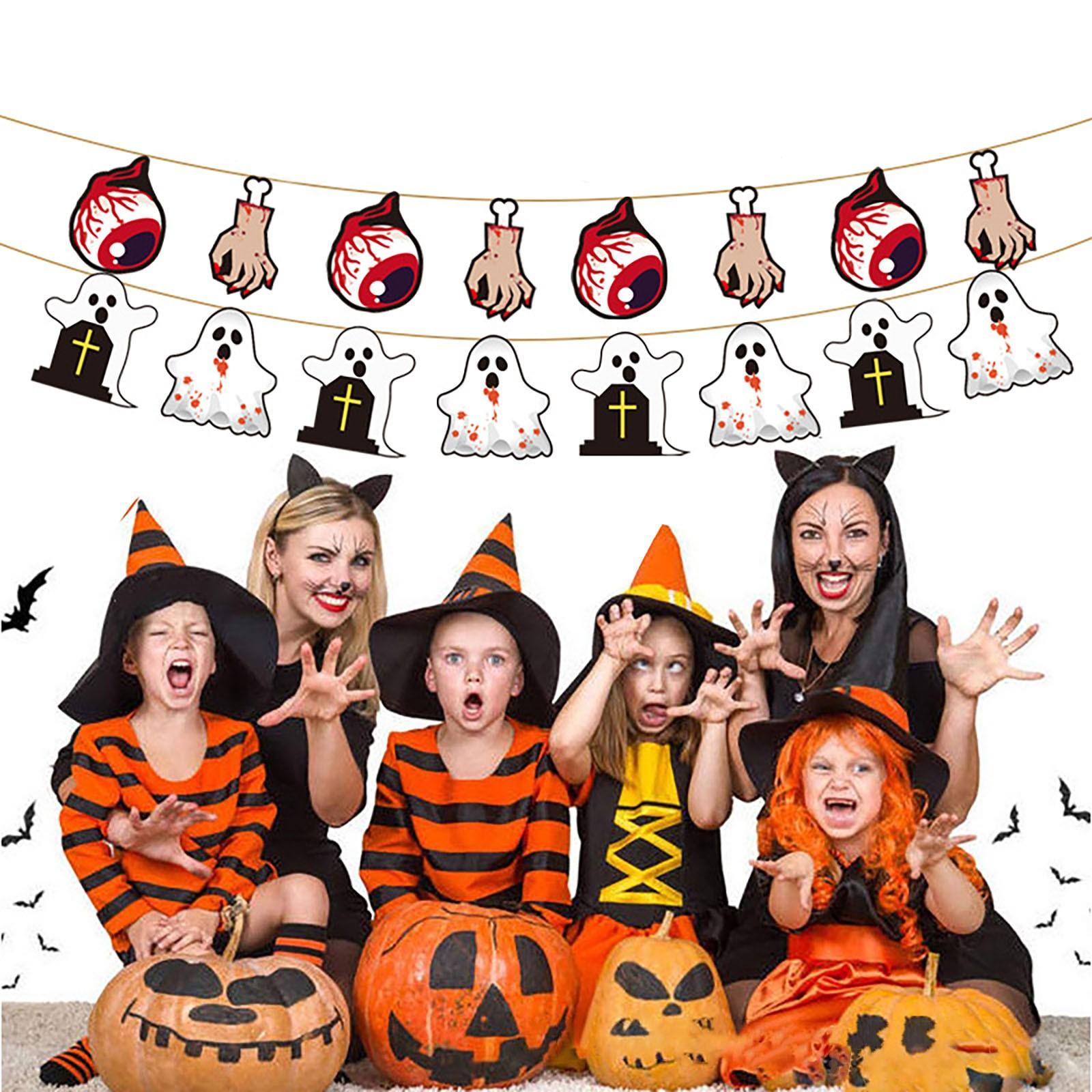 

Halloween Flag Holiday Party Paper Decorations Bar Venue Atmosphere Photo Props B