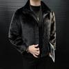 2025 Men's High-Quality Faux Mink Shearling Coat - Thickened Stand-Collar Winter Zip Top