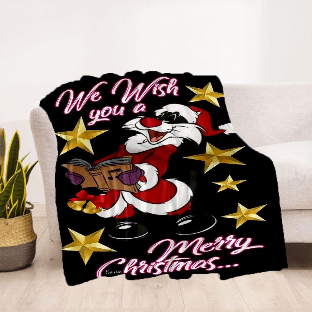 Sylvester Christmas Phone WallpaperBlanket Flannel Throw Blanket for Sofa, Bed, Travel, Camping, Office