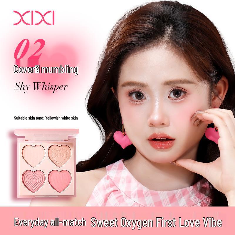 

xixi Sweetheart Soft Mist Blush Palette: Natural Low-Saturation Four-Color Blush for a Pure, Enhanced Complexion