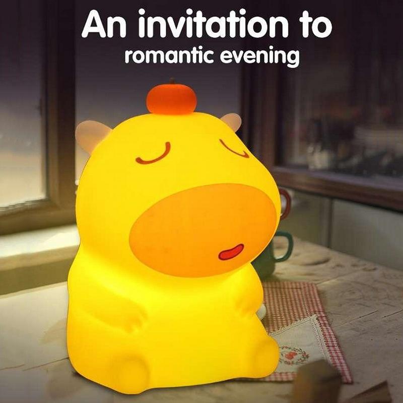 Capybara Lulu Night Light Cute Led Silicone Sensing Pat Lamp Room Decoration Usb Charging Indoor Atmosphere Lamp Children Gift