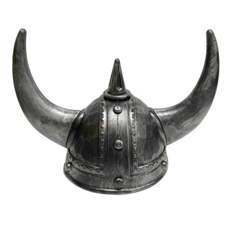 Plastic Viking Horn Hat Helmet with Braids Bull Horn Headgear Adult Kid