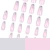Elegant Silver Cat Eye False Nails - Nude Pink Mirror Finish Nail Stickers