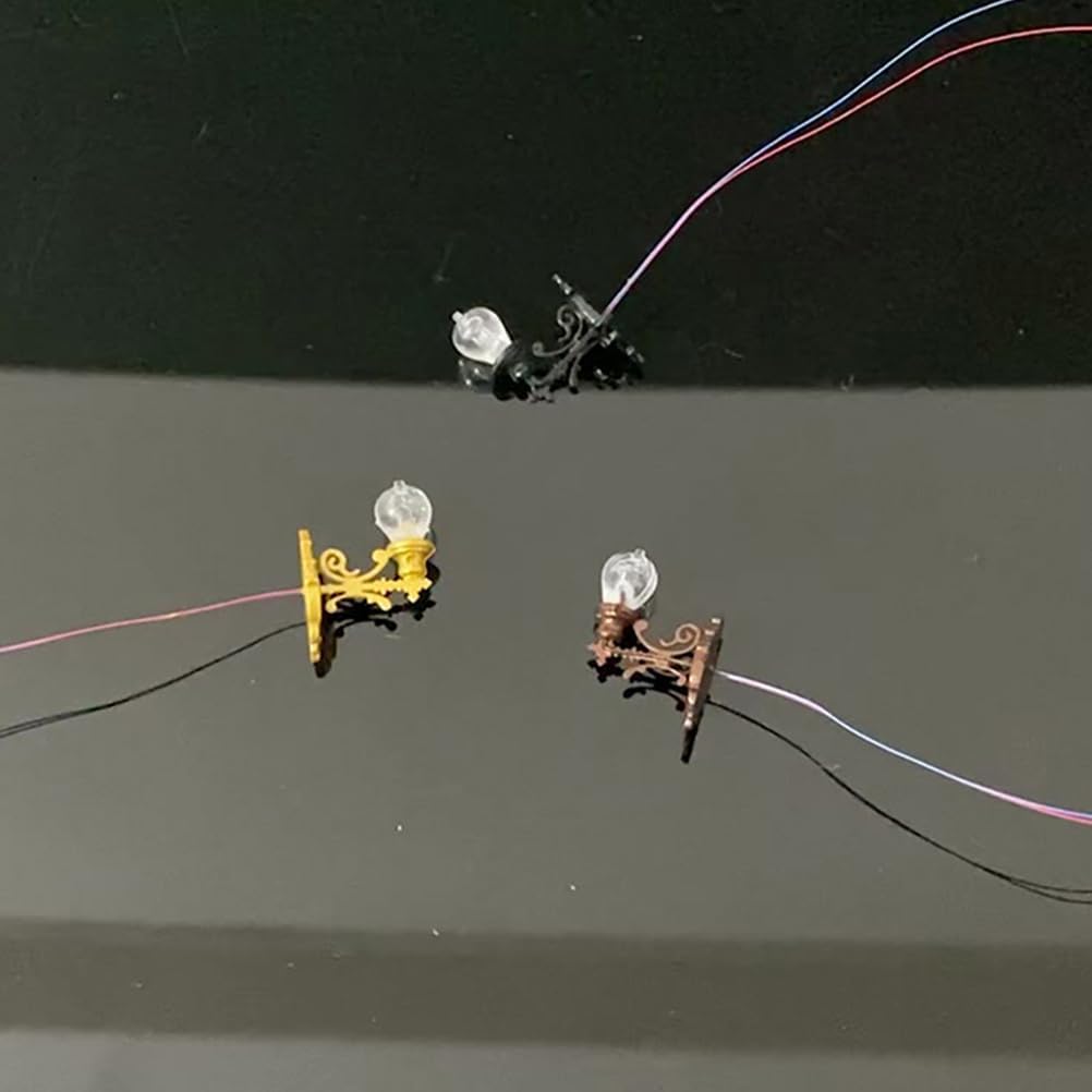 

EXCEART 4 шт. Миниатюрные настенные светильники для декора кукольного домика, 1:Масштаб 87 Настольная лампа с песком и теплым желтым светом, DIY аксессуары для микро-ландшафта 1.8X2.3CM чёрный