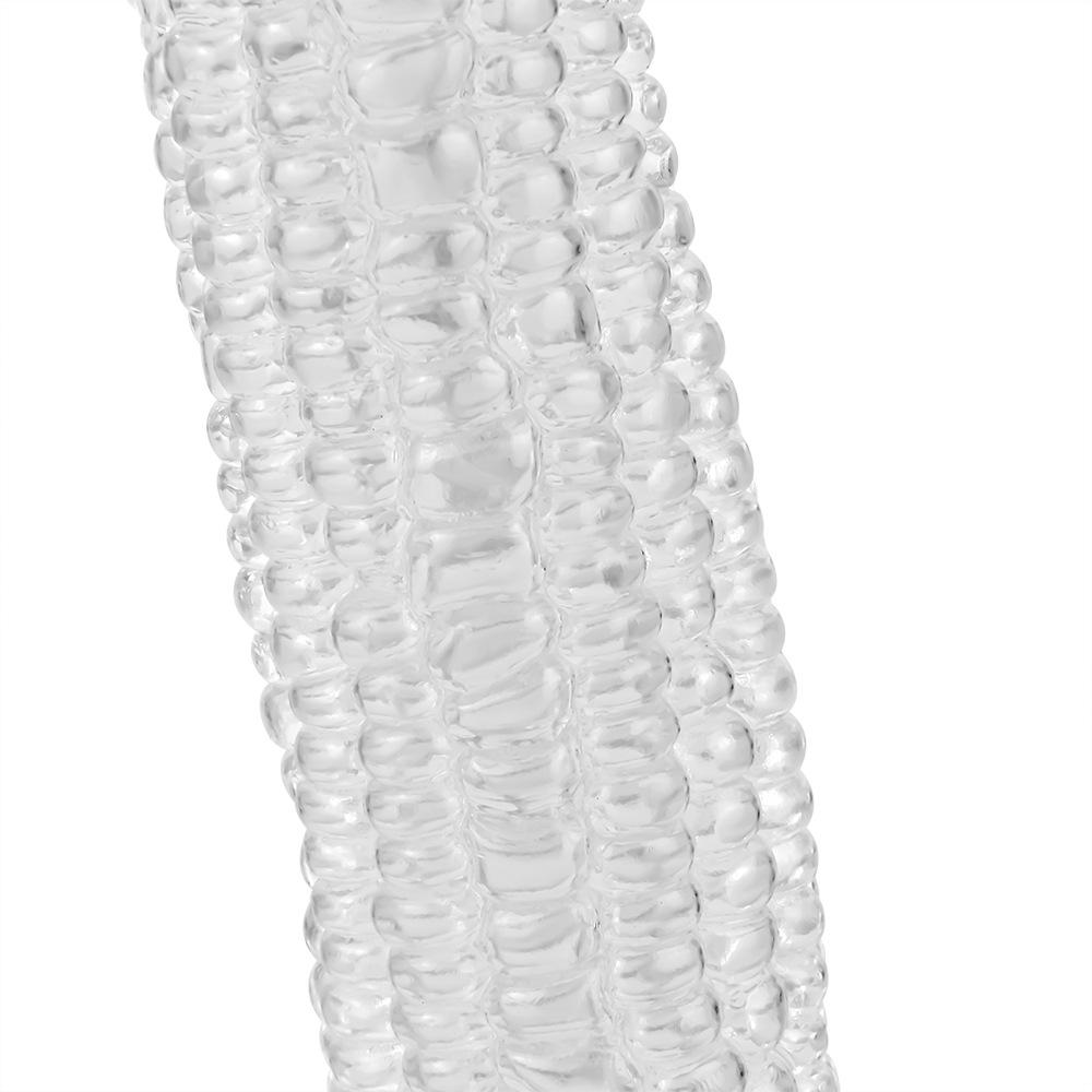 Transparent J87 Corn Cob Anal Plug with Strong Suction Cup and Irregular Egg Fruit Vegetable Design.
