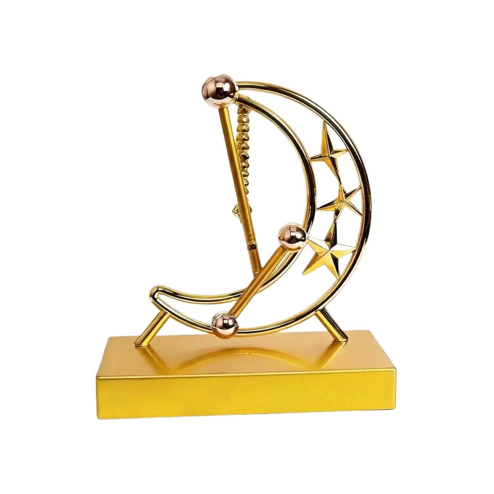

Metal Kinetic Desk Sculpture with Moon and Star Design for Office Desktop Decoration and Home Ornament Display One Size