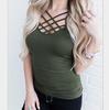 Sexy Criss Cross Front Spaghetti Strap Basic Tank Tops Solid Sleeveless Tops for Women