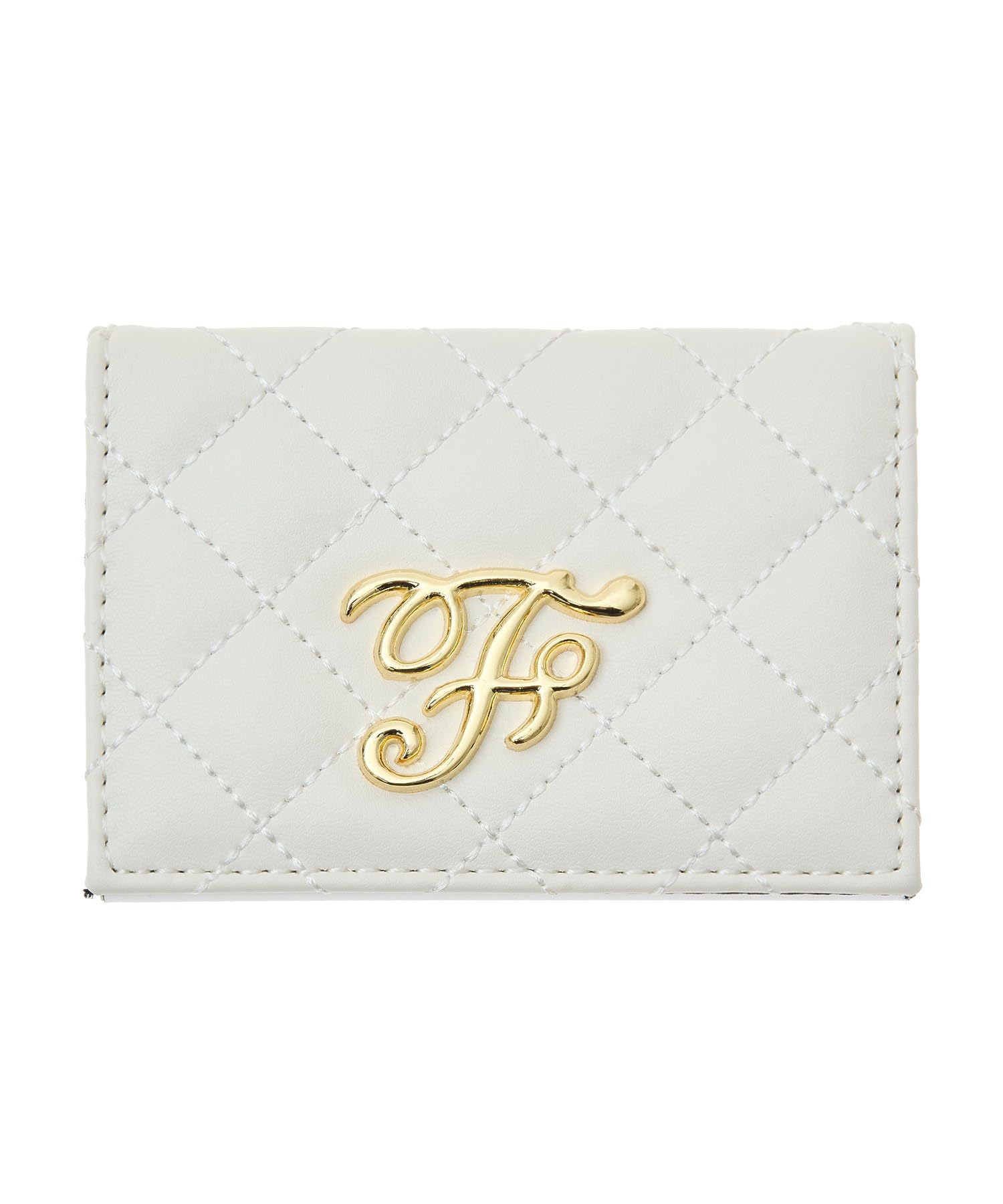 Maison de FLEUR Стеганый картхолдер с логотипом F, цвет слоновой кости, 08000229600