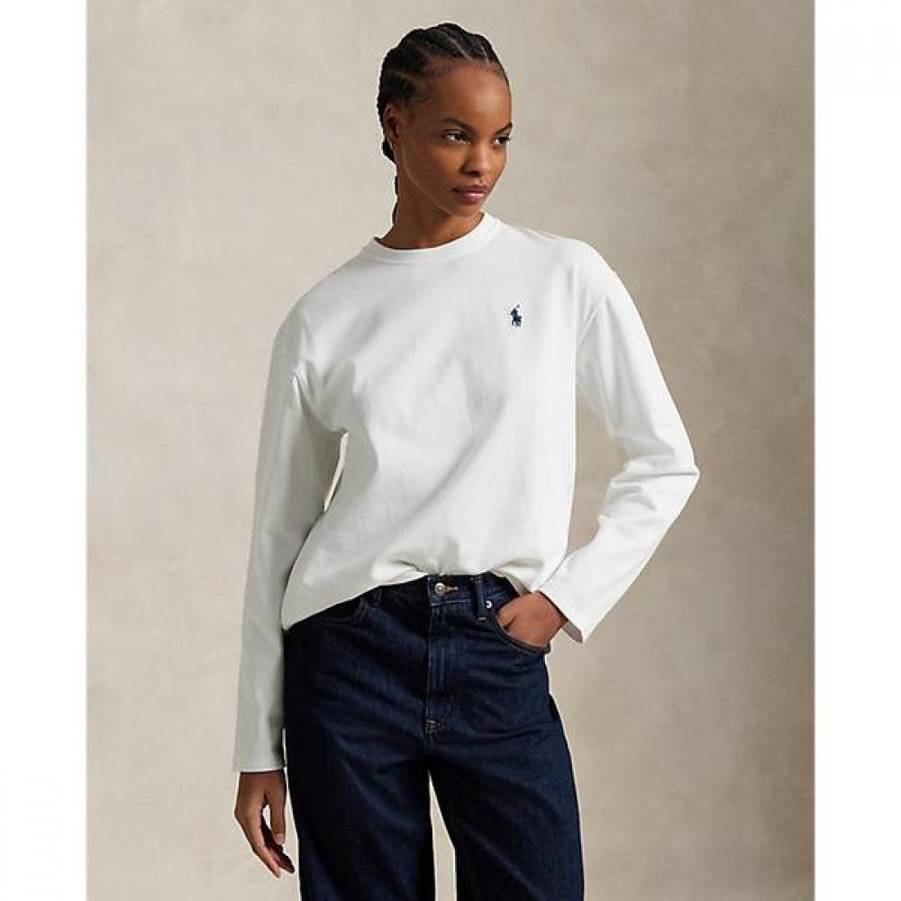 Polo Ralph Lauren Women Cotton Jersey Long Sleeve Tee  Wmpoknincu21063100 L