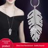 Elegant Rhinestone Feather Sweater Necklace