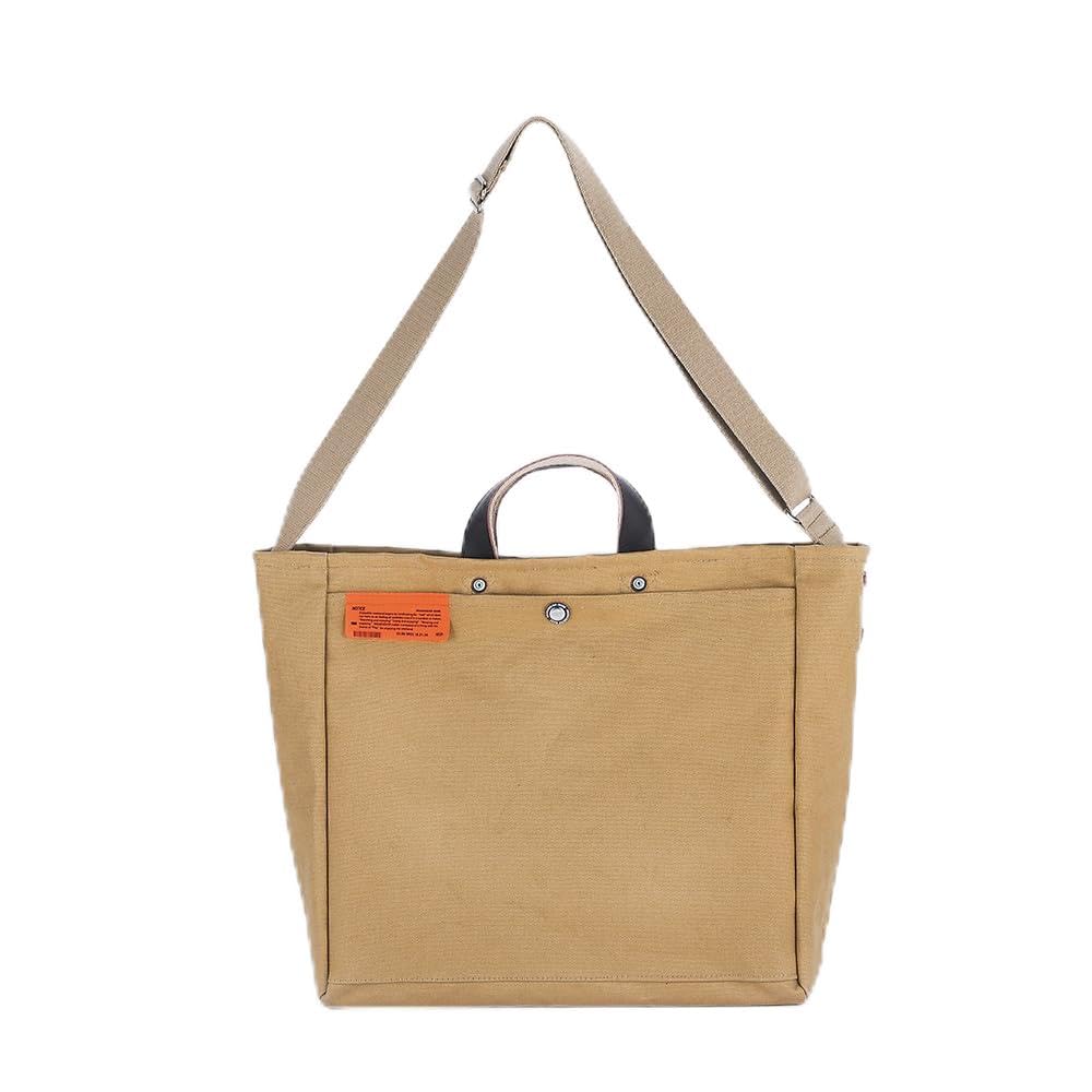 Weekender ER Workers Tote Shoulder Bag with Beige Bag, 2-Way Pocket, Cotton,