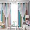 1pc Rainbow Gradient Stripes & Stars Print Double-Layer Blackout & Sheer Curtains | 100% Polyester Grommet Top Light Filtering Privacy Drapes