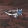 Unique Design Blue Diamond Butterfly Flower Ring Versatile, Stylish, and Artistic Ring with a Forest-inspired Aesthetic