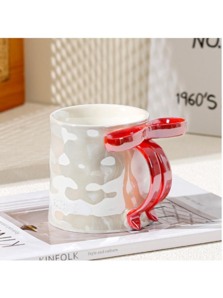 Creative Water Mug Bow Tie Princess Ceramic Mug Nordic Coffee Cups with Big Handrip Colored Ceramics Big Juice Breakfast Cup