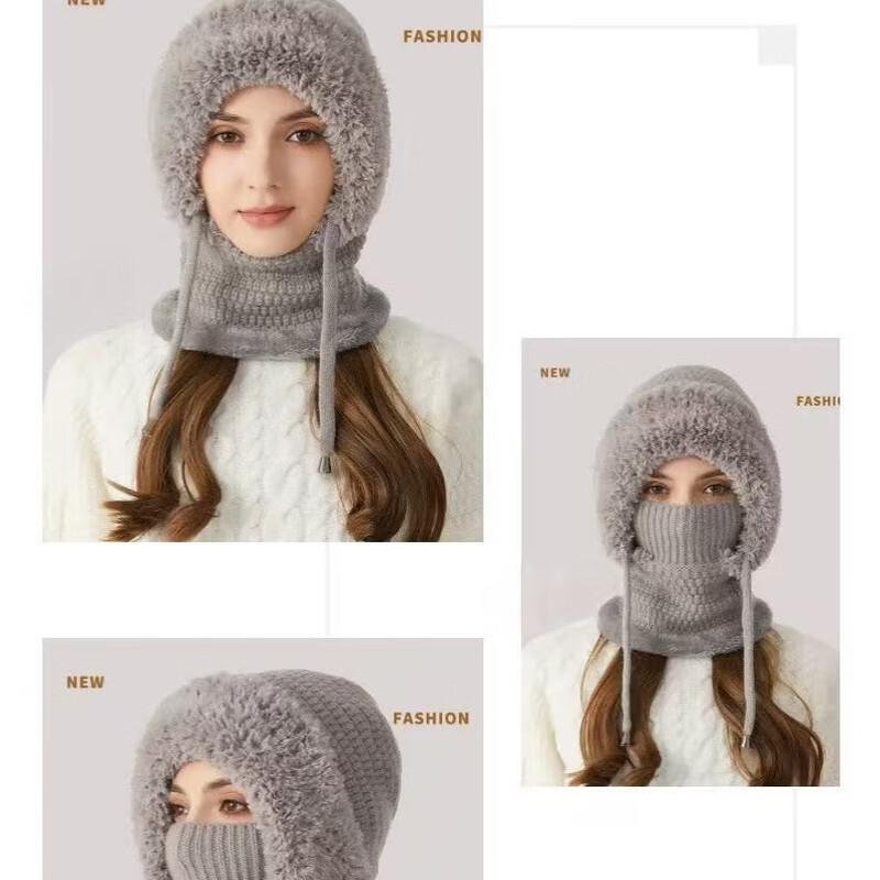 Damen Winter Fleece-gefütterter gestrickter Kapuzenschal