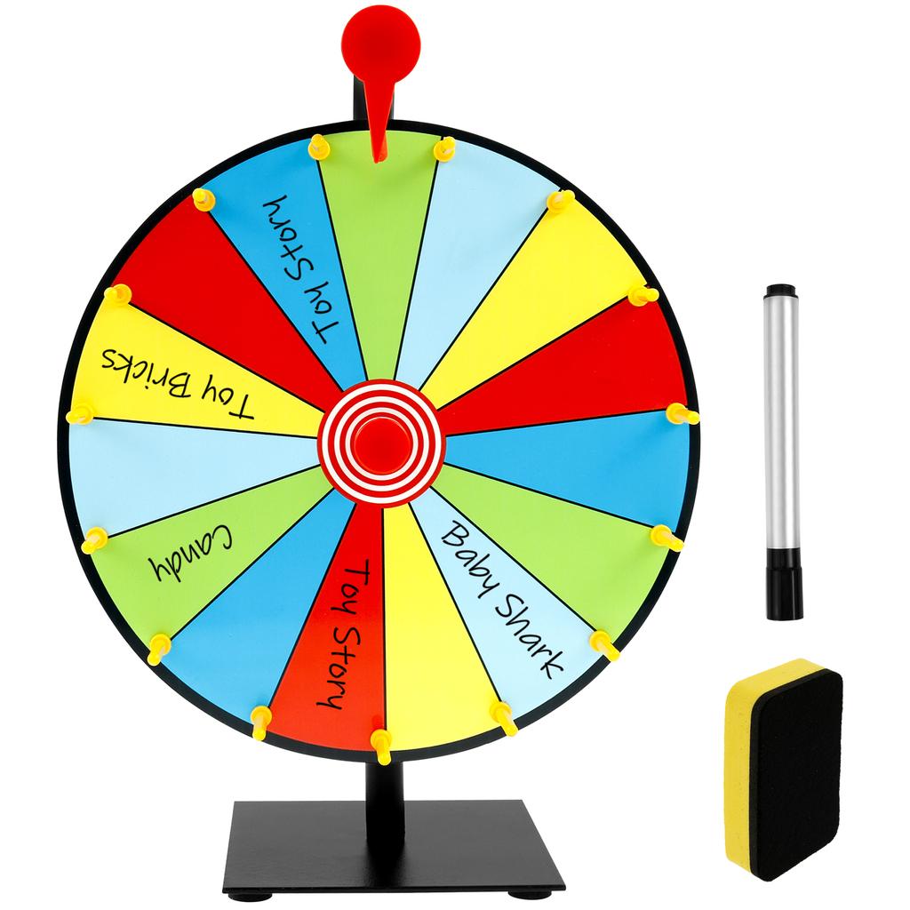 Prize Wheel DIY Interactive Rotating Wheel Family Party Game Wheel with Plate Wiper and Pen Reusable Desktop Wheel Spinner