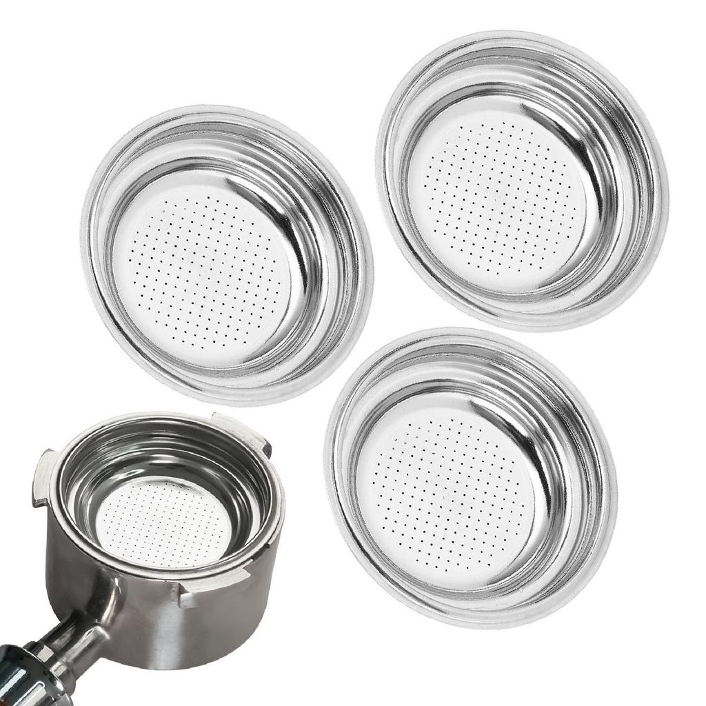 3pcs Stainless Steel Coffee Filter 51mm Pressurized Filter Basket Reusable Coffee Powder Filter Bowl