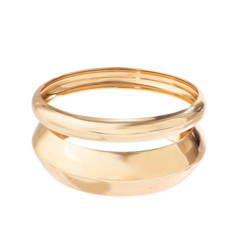

Metal Glossy Surface Arc Bracelet Combination Suit Fashion 2024 Fashion Trendy Model Catwalk Show Accessories 2 Piece Set Gold