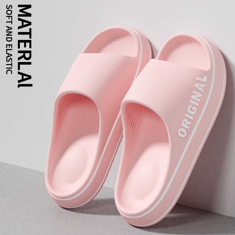 Fashion Feslishoet Women Letter Slippers Beach Slides Solid Color Mens Thick Sole Indoor Bathroom Anti Slip Shoes Summer Couple Sandals