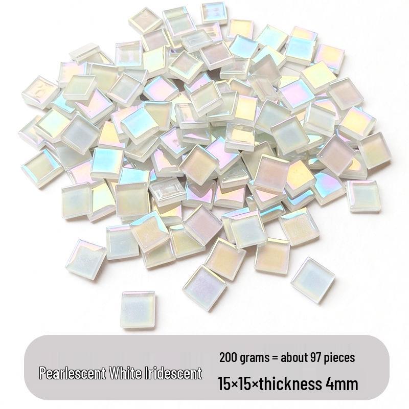 200g 1,5cm Transluzent 15mm Kristallmosaik DIY Handgemacht Buntes Glas Schnittpapier