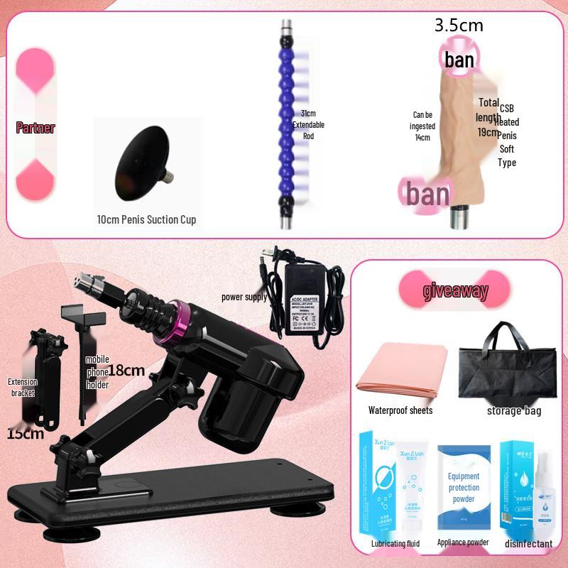 Compact Automatic Telescopic Pile Driver for All Genders - Realistic Three-Hole Phallus SM Device