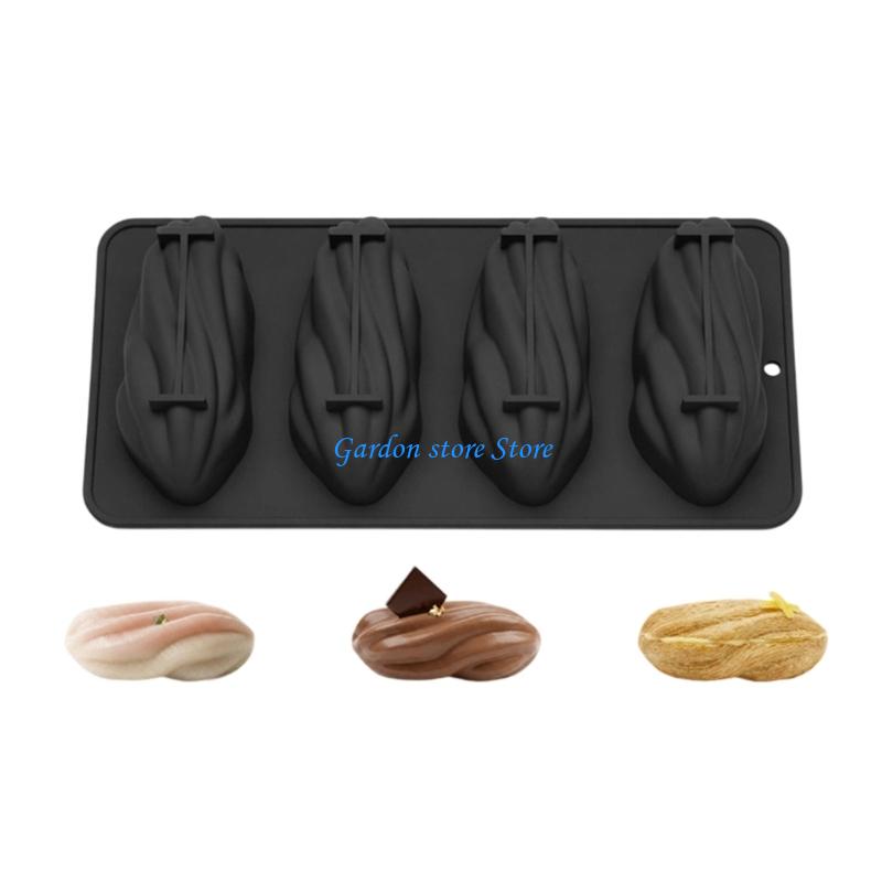 B0KB Heat Resistant Pistachios Cake Pan Molds 4 Cavity Silicone Dessert Mould For Birthday Parties And Cooking Classes