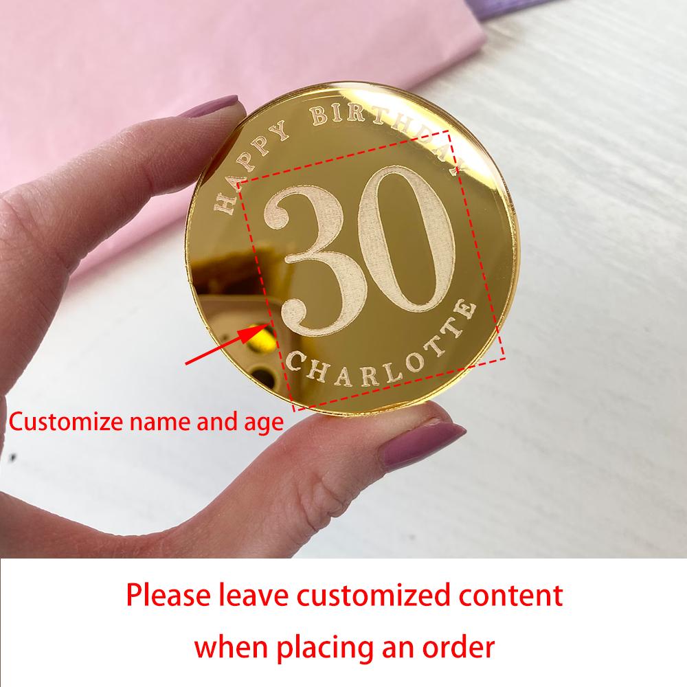 

Персонализированные 10 шт. Топперы для кексов с именем и возрастом на день рождения 18-й 21-й 30-й 40-й 50-й 60-й Юбилейные диски для торта Декор для десертного стола на вечеринку Подарок 10pcs 5CM