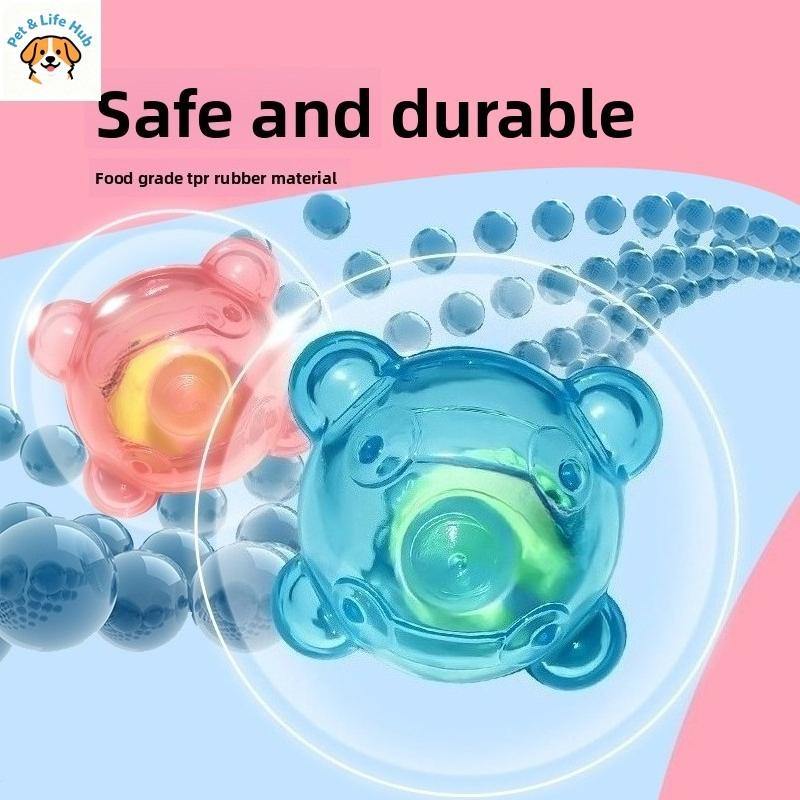 Dog Toys Bite-resistant Bears Head Ball Self-Hi Boredom Elastic Sound Ball Irregular Jumping Toys Pet Supplies