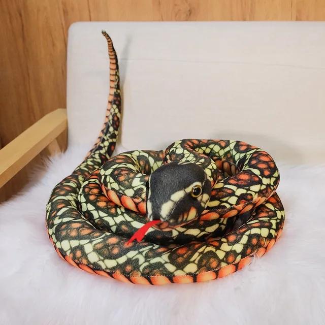 Hot Simulated Long Snakes Plush Toy Giant Lifelike Python Stuffed Snake Plushie Children Boys Funny Birthday Gift Home Decora