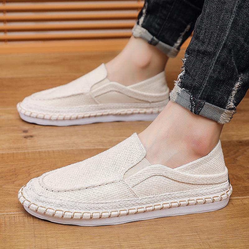 One-pedal men's casual lazy shoes flat-soled beanie shoes linen breathable fisherman shoes