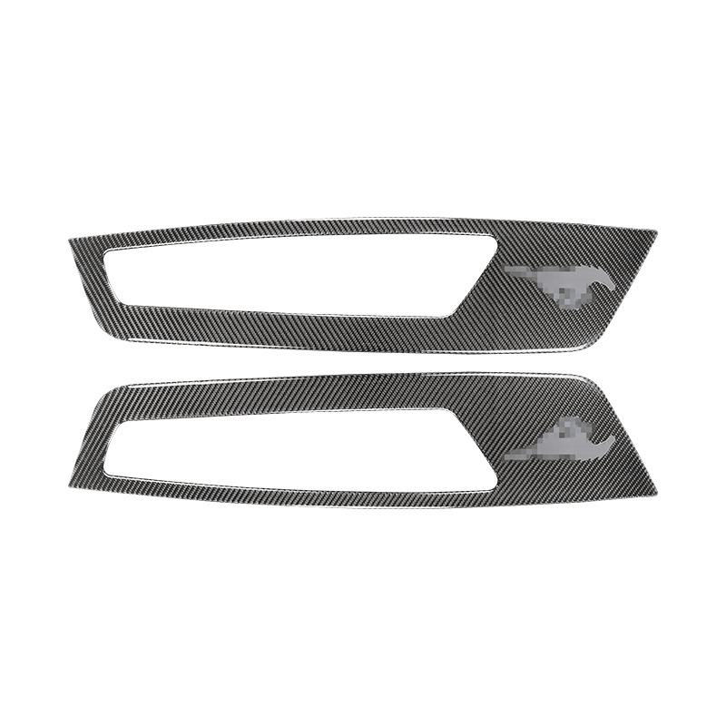 2PCS For Ford Mustang 2009-2013 Accessories Carbon Fiber Car Interior Inner Front Door Panel Cover Wrap Decoration Stickers