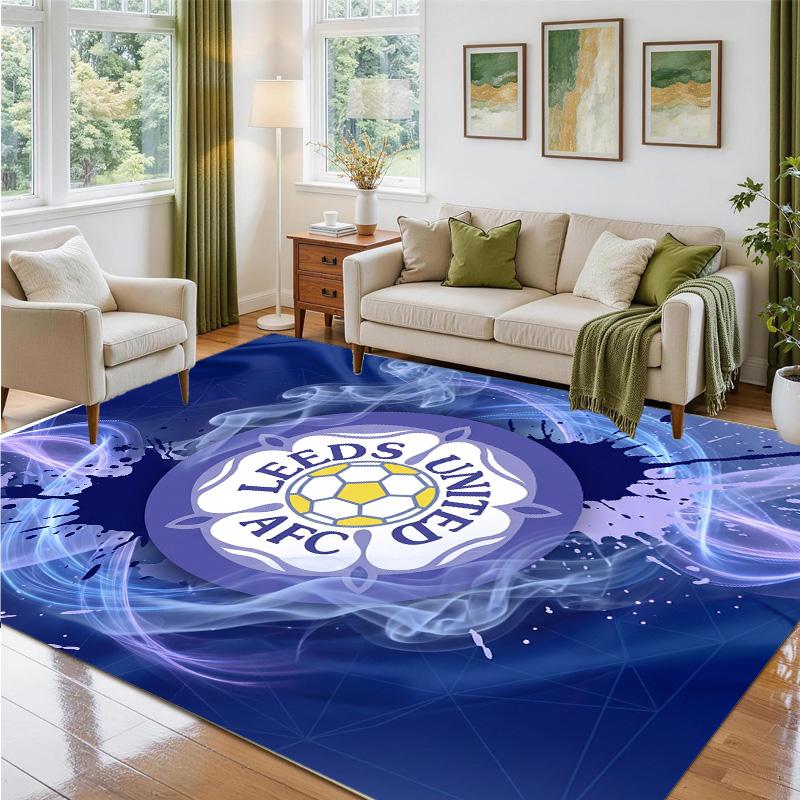 Leeds United Football Design Crystal Velvet Rug Soft Decorative Mat for Bedroom Entrance