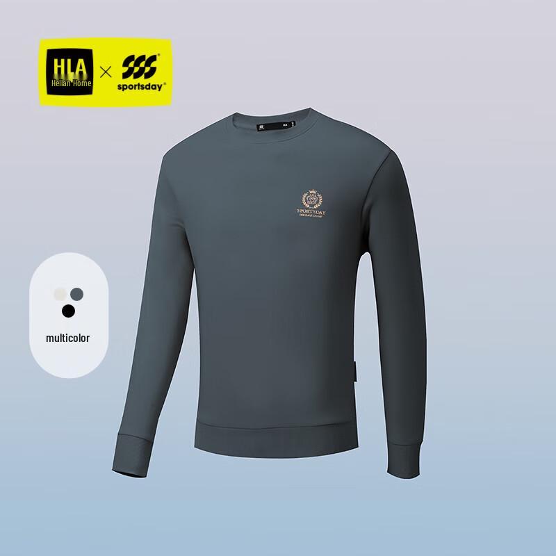 HLA Men's Color-Block Embroidered Round Neck Sweatshirt