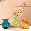 Round Exquisite Glass Vase Table Decoration Flower Arrangement Creative Cloth Bag Shaped Flowers Vases Room Aesthetic Decor