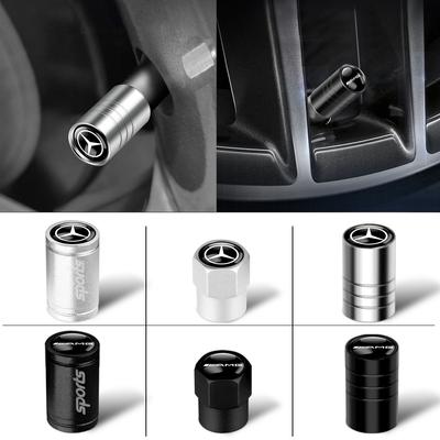 4pcs Metal Car Wheel Tire Valve Caps Stem Cover For Mercedes Benz AMG A B C E M R G S Class GLA GL CLA CES CLS SLK GLK CLK GLC