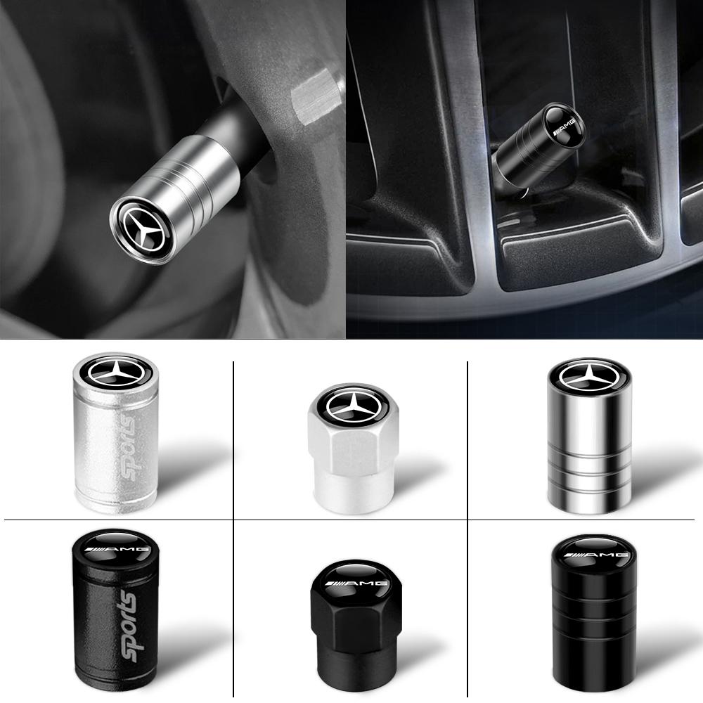 4pcs Metal Car Wheel Tire Valve Caps Stem Cover For Mercedes Benz AMG A B C E M R G S Class GLA GL CLA CES CLS SLK GLK CLK GLC