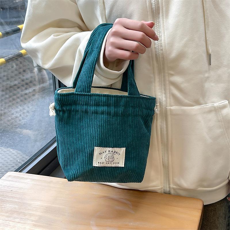 Fashion Corduroy Drawstring Handbags Protable Phone Pouch Makeup Bag Handbag for Women Travel Organizer Bags Wedding Supplies