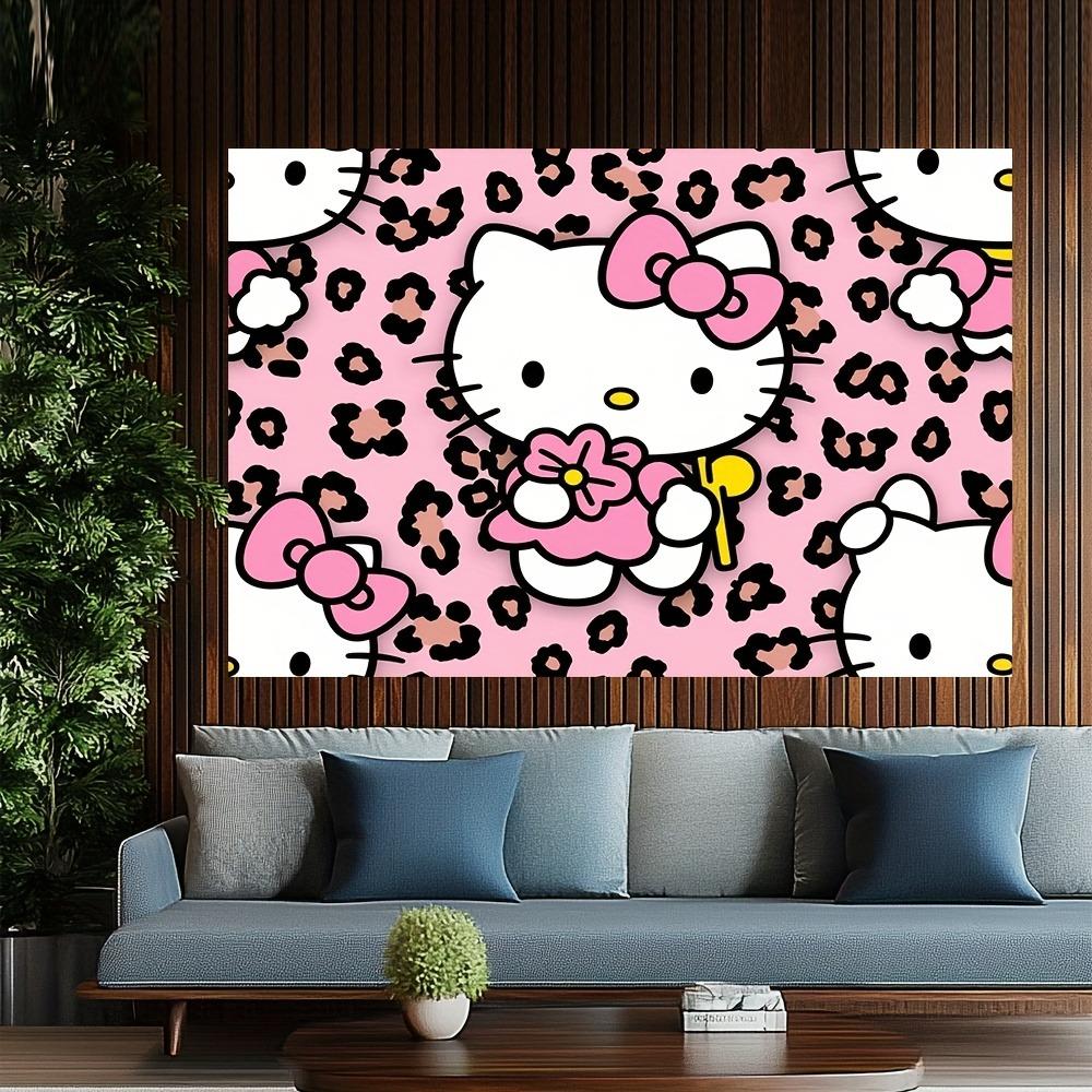 Sanrio Hello Kitty leopard print heartshaped bow print tapestry elegant background party banner fabric cute room decoration