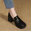 Fashion 2025 New Comfortable Waterproof Platform Casual Fashionable Women's Shoes Round Toe Cover Thick Heel High Heel Single Shoes