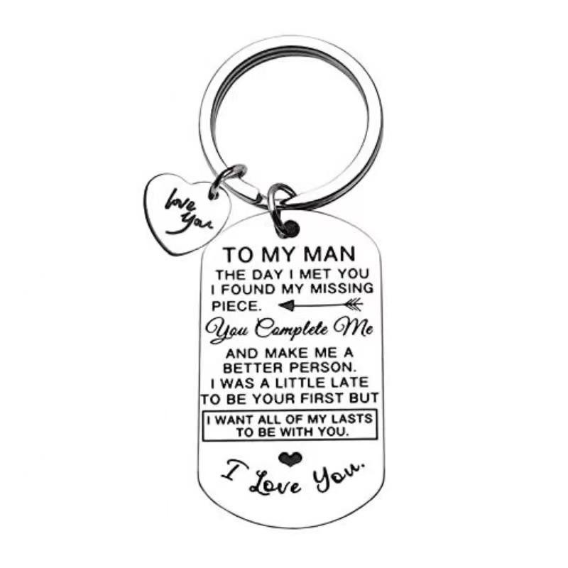 Creative Minimalist Keychain Spanish Key Pendant Metal Stainless Steel Laser Key Ring Stainless Steel Keychain for Backpack Bag Pendant