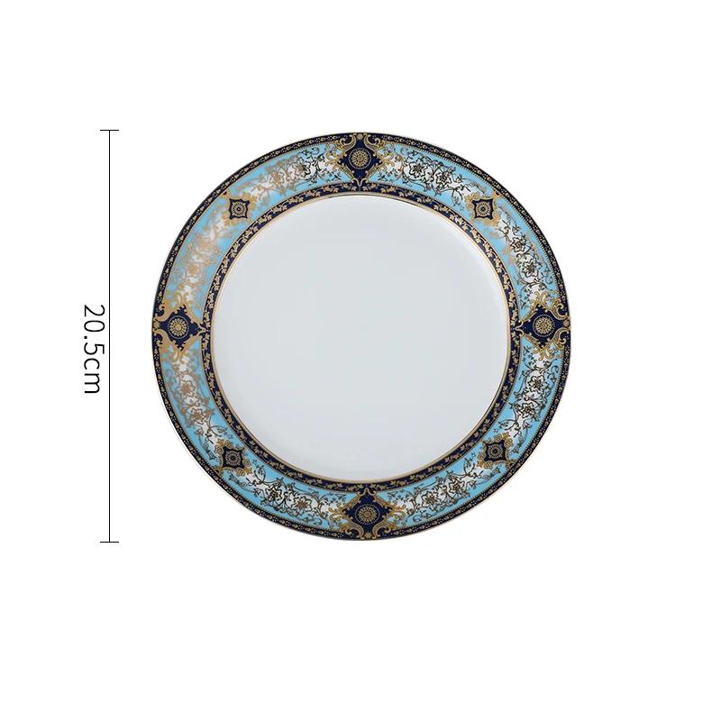 Light Luxury Circular Ceramic Plate High End Restaurant Steak Flat Plates Delicious Dishes Plate  Exquisite Household Tableware