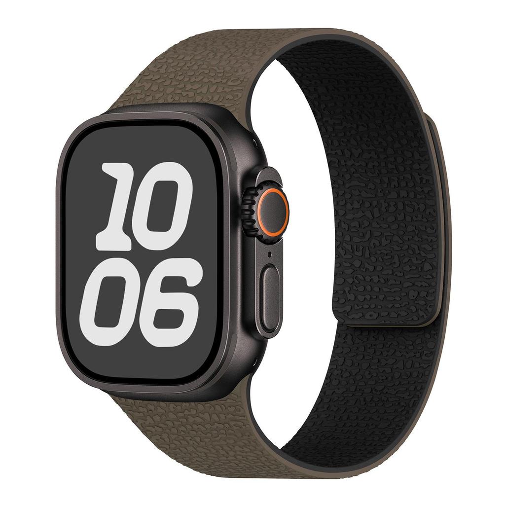 Compatible with Apple Watch Bands Series 1-11/Ultra 1-3/SE3 Lychee Pattern Soft Magnetic Silicone Strap.