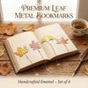 Fall Leaves Metal Bookmarks with Chain Pendant Novel Fiction Page Marker Page Divider for Book Lover Teacher Adult