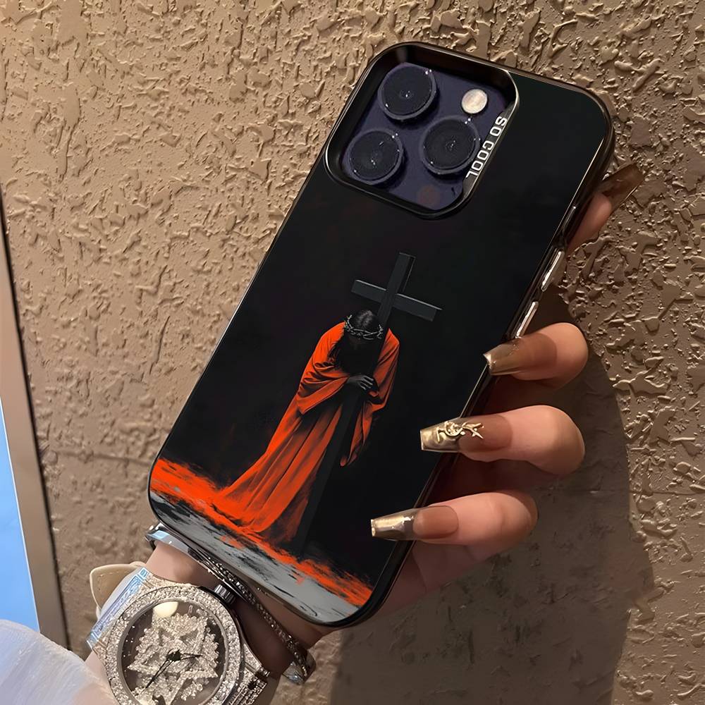 

Чохол для телефону з хрестом Архангела Михаїла для iPhone 16,15,14,13,12,11,Pro,XS,Max,Plus,Mini,SE Чорний Цукерковий Матовий Ударостійкий Чохол iPhone13PROMAX