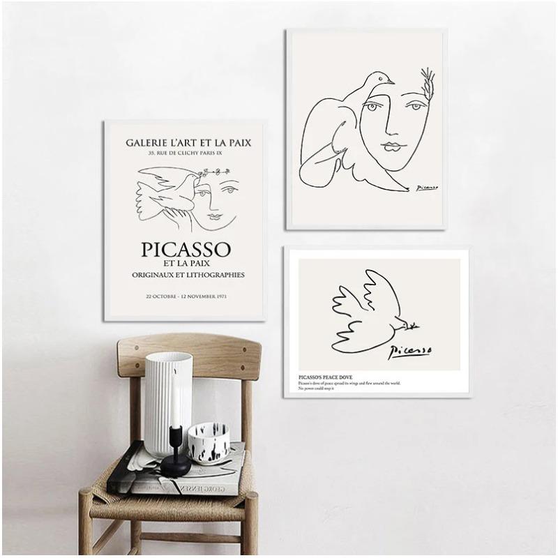 Matisse Picasso Retro Móda Moderní Lineární Náčrt Plakáty a Tisky Nástěnné Umění Obrazy na Plátně pro Domácí Dekoraci Dekorace Obývacího Pokoj